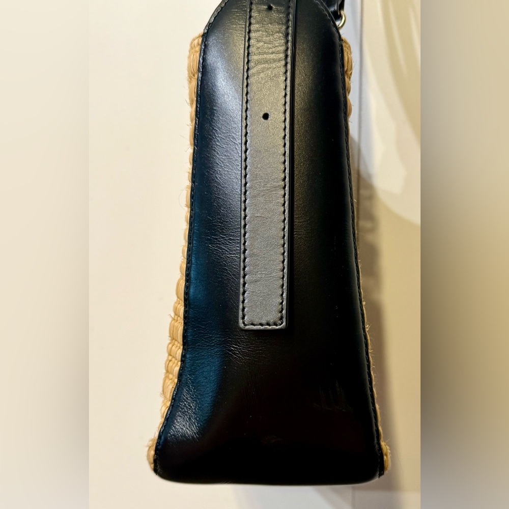 A.P.C. Virginie Rafia and Black Leather 2 way Crossbody Hand Bag - Picture 5 of 13